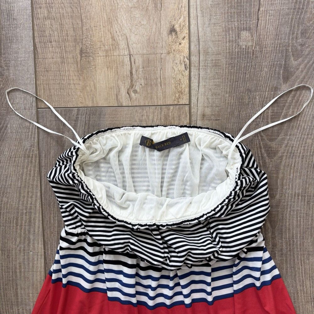 Outback Red Women Strapless Top Sz M Red Blue Stripes Nautical Beach 4th of July - Picture 4 of 11